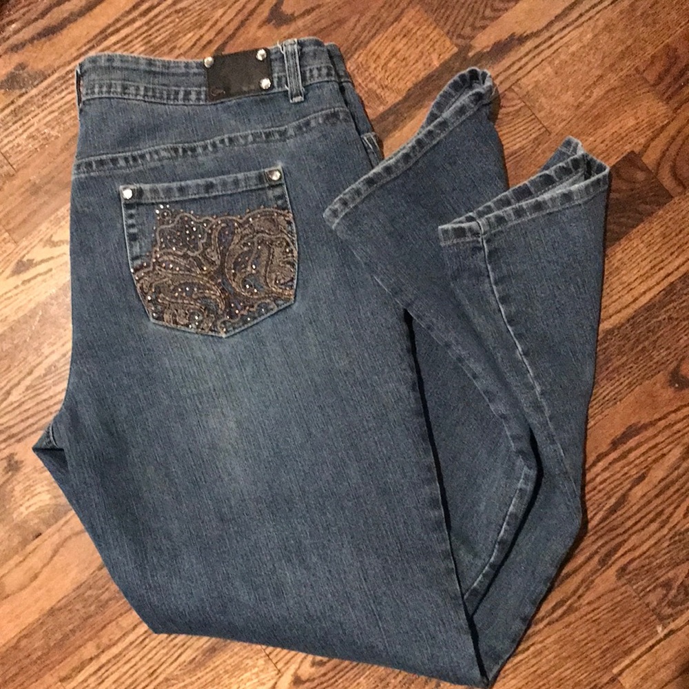 Style & Co. Straight Leg Embellished Jeans